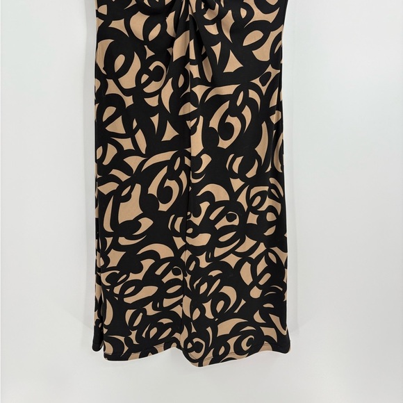 London times Y2K 2000s Vintage Cap Sleeve Midi Dress Abstract Print Ruched sz 4 - Picture 12 of 12